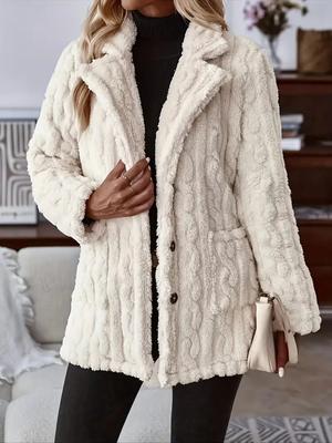 Skladem Dámské plyšové svrchní oblečení Elegantní ležérní teplá jednořadová bunda