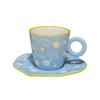 Small Fresh Hand-Painted Bubble Coffee Cup And Saucer, Underglaze Colored Ceramic Afternoon Tea Cup And Saucer Set, Exquisite Souvenir