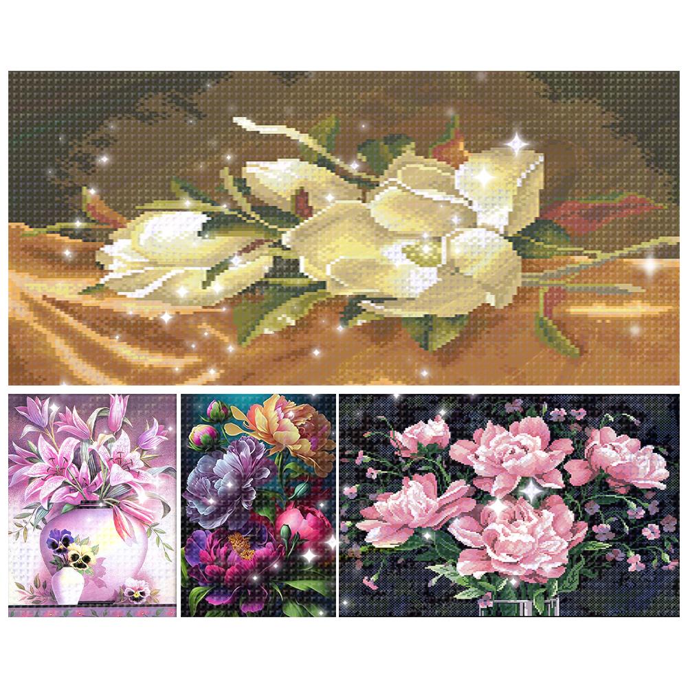Full Embroidery Beads Printed 9CT Flower Cross Stitch Kit Home Art Decor