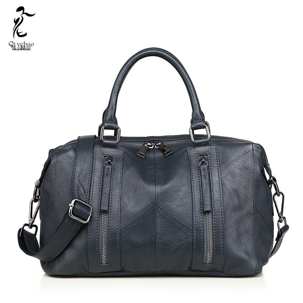 Women's Top Grain Cowhide Summer Tote: European & American Style, Large Capacity, Handbag & Crossbody.