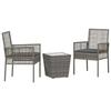 Garden Bistro Set 3 Pcs Grey Poly Rattan