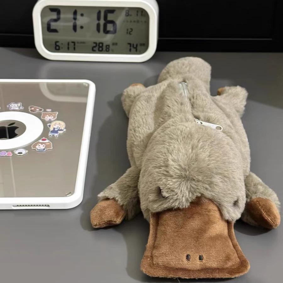Plush Platypus Pencil Case - Soft, Cute, Decompression Doll for Stationery Storage