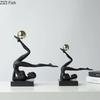 Handstand Gymnast Figures Statue Cast Iron Crafts Desk Decoration Ornaments Abstract Character Sculpture Room Aesthetics Decor