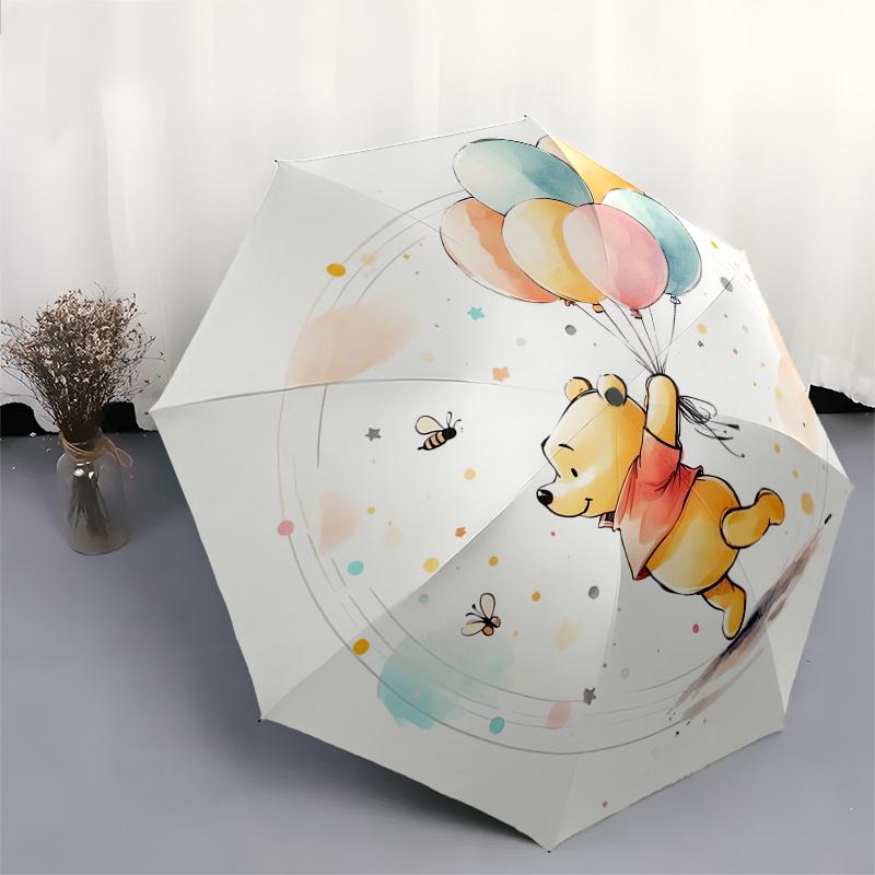 Disney Balloon,Winnie-the-Pooh,Adventure Manual Opening and Closing Umbrella - 8-Rib Reinforced Folding Design, Lightweight and Portable, Su