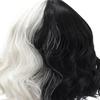 Cruella Wig Vivid Styles Wavy High Temperature Fiber Half Black Small Short Curly Cos Wig Cosplay Tools