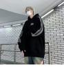 Men's Trendy American Striped Patchwork Hoodie - Autumn/Winter Casual Loose Fit for Couples