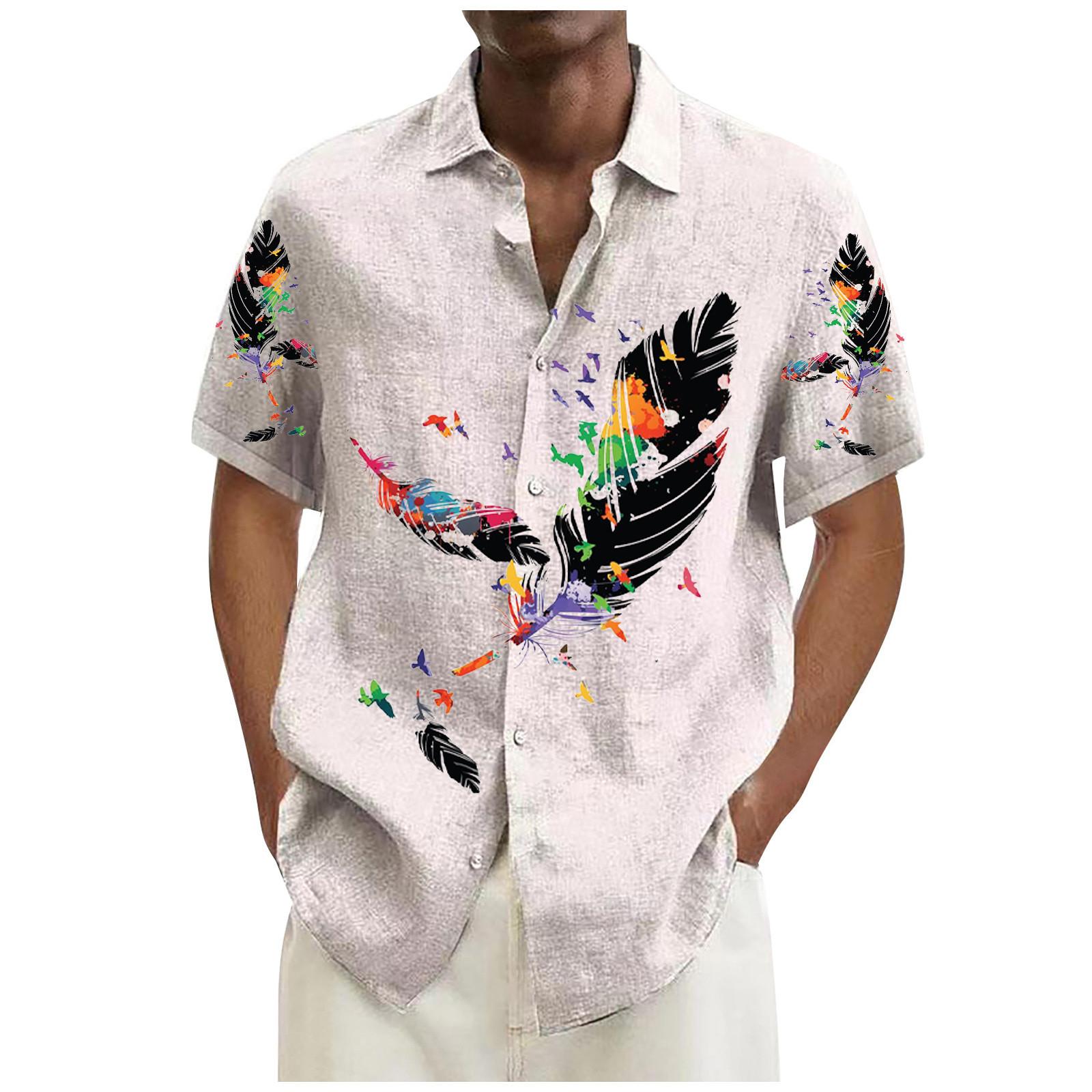 

Гавайская рубашка для мужчин, мужские винтажные рубашки для боулинга на пуговицах, летняя пляжная рубашка с коротким рукавом XXXL белый