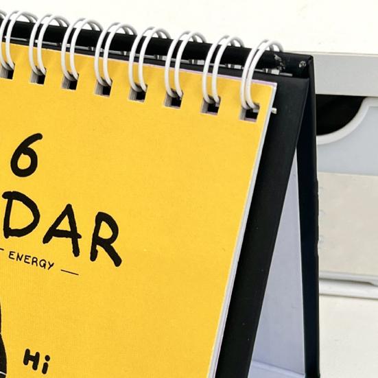 Cat Desk Calendar 2026 Cute Desktop Standing Flip Calendar with Cartoon Black Cat for Home Office Study Workstation