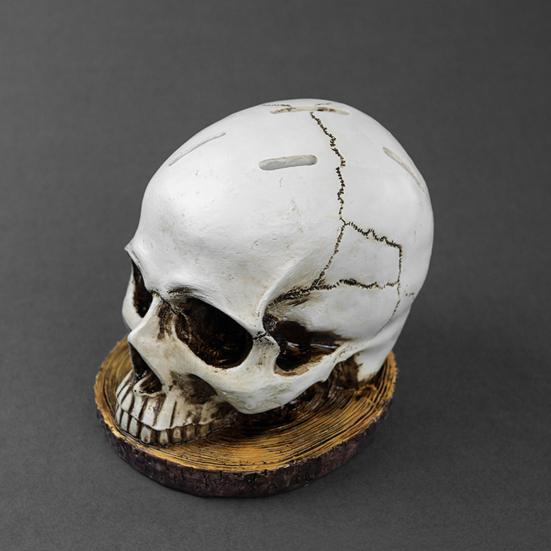 Totenkopf Messerhalter, Gruseliger Skelettkopf Messerständer mit 7 Schlitzen, Halloween Horror Messerhalter für Gothic Küchenarbeitsplatten-Dekoration