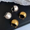 European and American Fashionable Matte Brushed Metal Beanie Three-dimensional Ball Earrings Cold Wind Niche Earrings Women