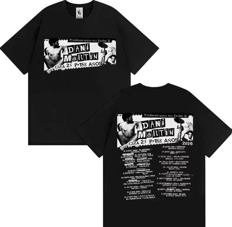 Dani Martn Concierto 25 Aos Album Merch Tshirt Unisex Unisex Fashion Hip Hop Streetwear T Shirts Cotton Comfort T Shirt