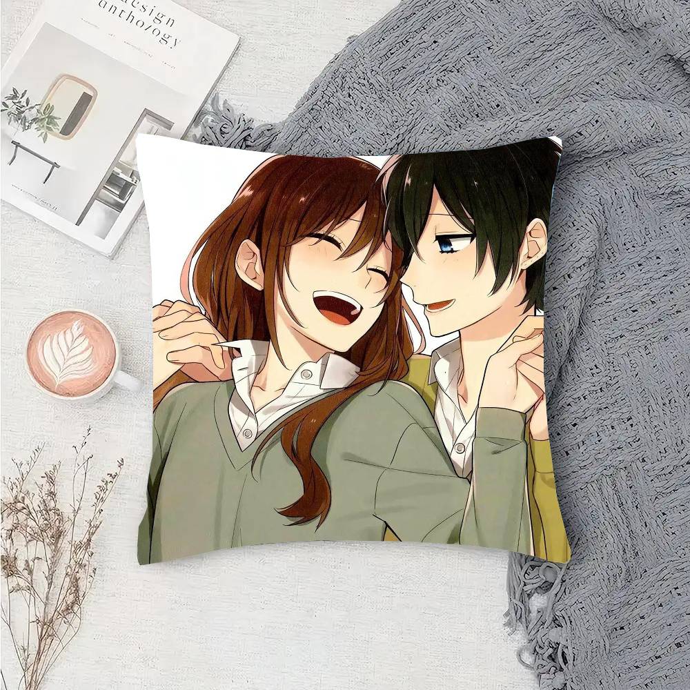 Japanese Classic Anime Horimiya Vintage Pillow Case Fashion Square Pillowcase Bedroom Sofa Room Ins Decoration Leisure