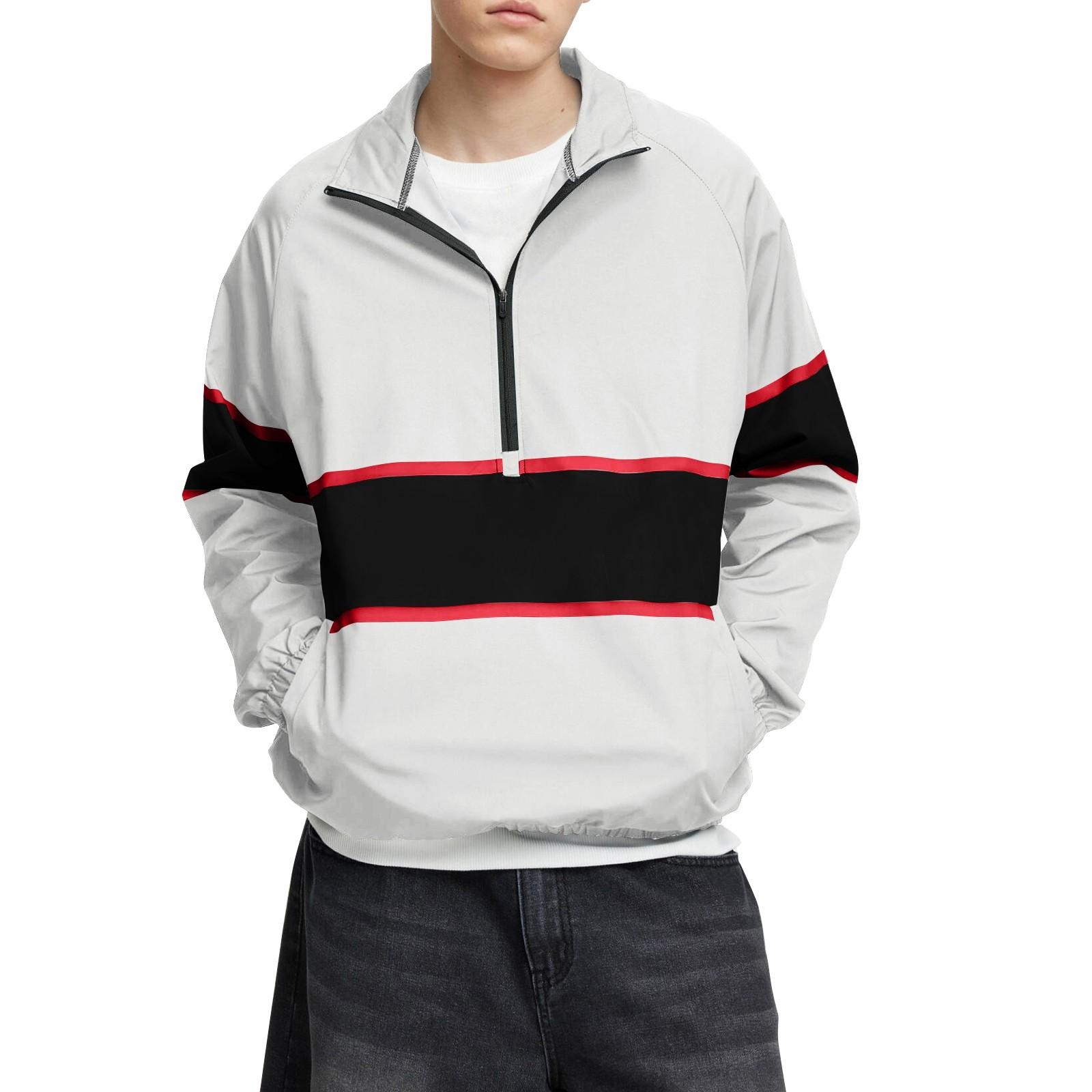 

Мужской зимний топ с цветными блоками, воротником-стойкой, полумолнией, рукавом реглан, длинным рукавом XL белый