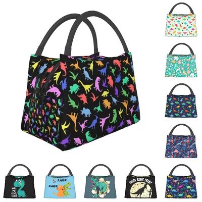 Dinosaur Pattern Thermal Insulated Lunch Bags Cartoon Animal Print Portable Lunch Container for Outdoor Picnic Meal Food Box
