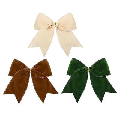 4PCS Christmas Velvet Bows Rustic Wreath Bows Vintage Xmas Ribbon Bow Holiday Ornaments Christmas Tree Garland DIY Craft
