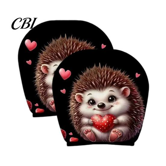 Vehicle Interior Accessories 2Pcs Skull Car Headrest Covers, Cartoon Dog Panda Cat Hedgehog Personalized Decor Design Elastic Auto Seat Protector,