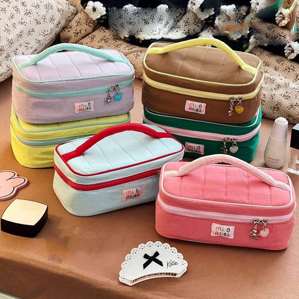 Macaron Color Fresh Makeup Bags Handbag Toiletries Bag Contrast Color Cosmetic Bag  Student