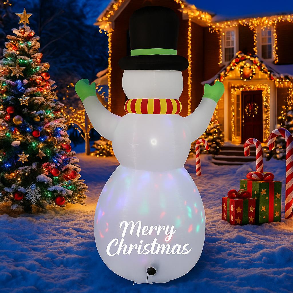 7.2FT Xmas Inflatable Yard Decoration LED Lit Snowman Toy Christmas Home Ornament Festive Gift Christmas Supplies Holiday Decor
