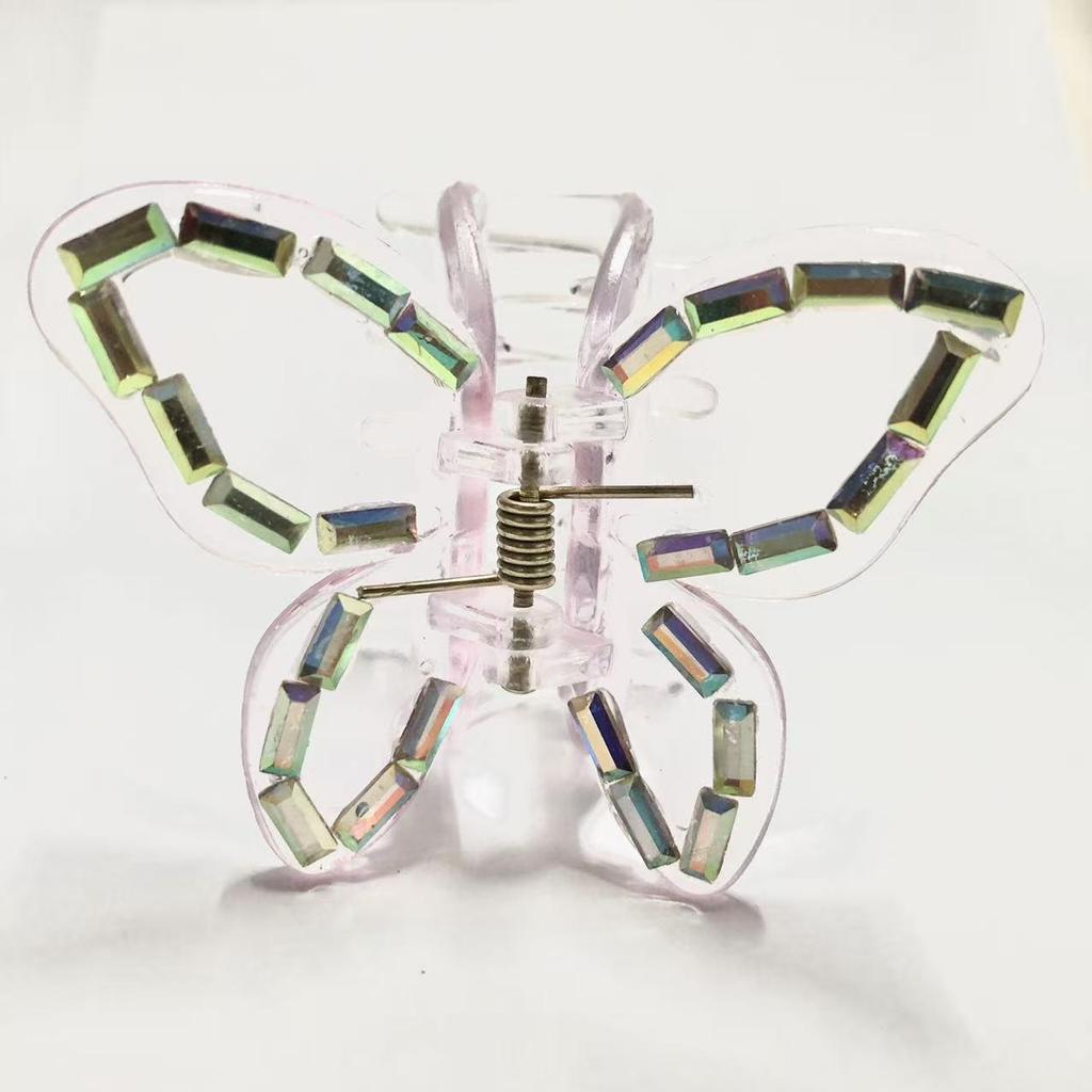 Frosted Glitter Crystal Butterfly Hair Clips - Transparent & Colorful
