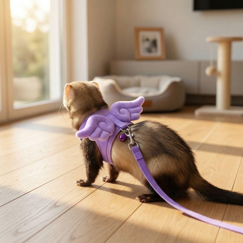 Cartoon Ferret Traction Harness Adjustable Pet Traction Rope Guinea Pig Chest Strap Adventure