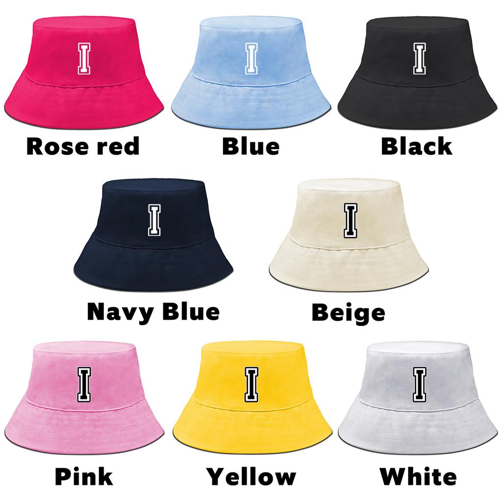 Initial Letter A-Z Print Bucket Hat Candy Color Hats Autumn Hats For Woman Slouchy Sun Hat Ideal Choice For Outdoor Activities