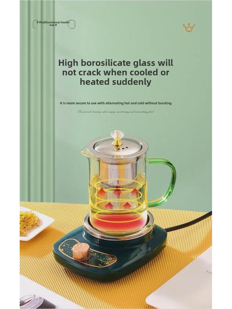 Multifunctional Office Tea Maker & Stew Pot - High Boron Glass, Constant Temperature