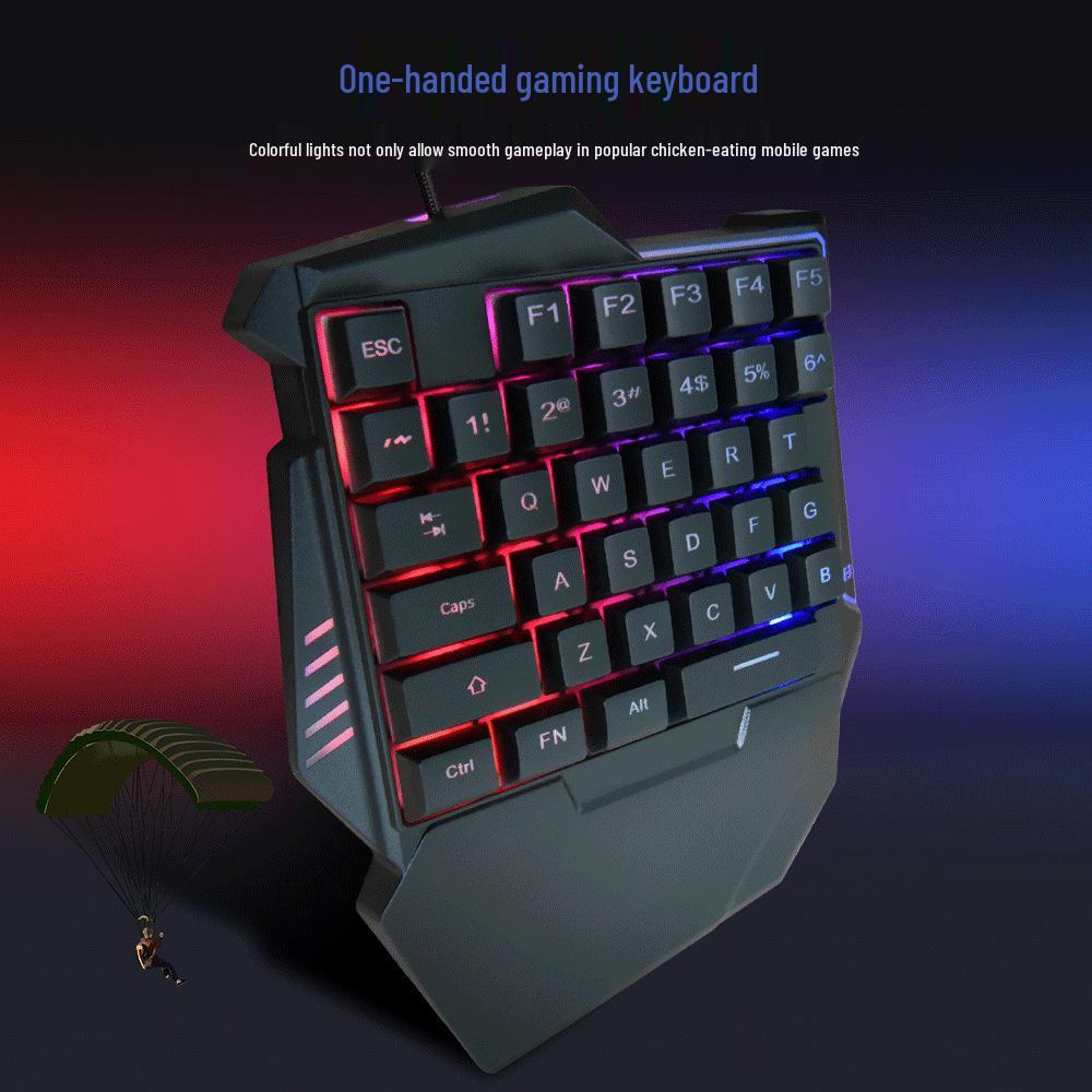 G7 One-Handed Mechanical Gaming Keyboard with Color Backlight for PUBG Esports