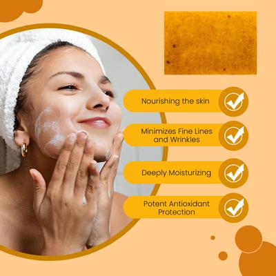 Barra de Sabonete de Açafrão para Manchas Escuras Acne Lavagem Facial e Corporal Açafrão Esfoliante Limpador 100g Sabonete de Açafrão para Todos os Tipos de Pele