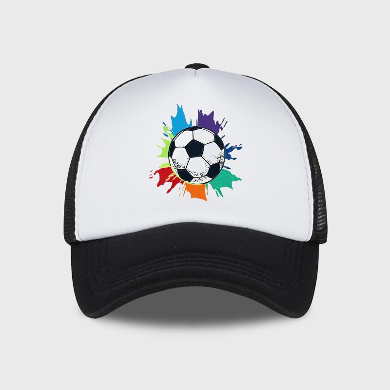 Stylová síťovaná kšiltovka na fotbal s graffiti – Unisex prodyšná síťovaná nastavitelná baseballová čepice – Dárek pro fanouška – Ležérní sportovní sluneční klobouk