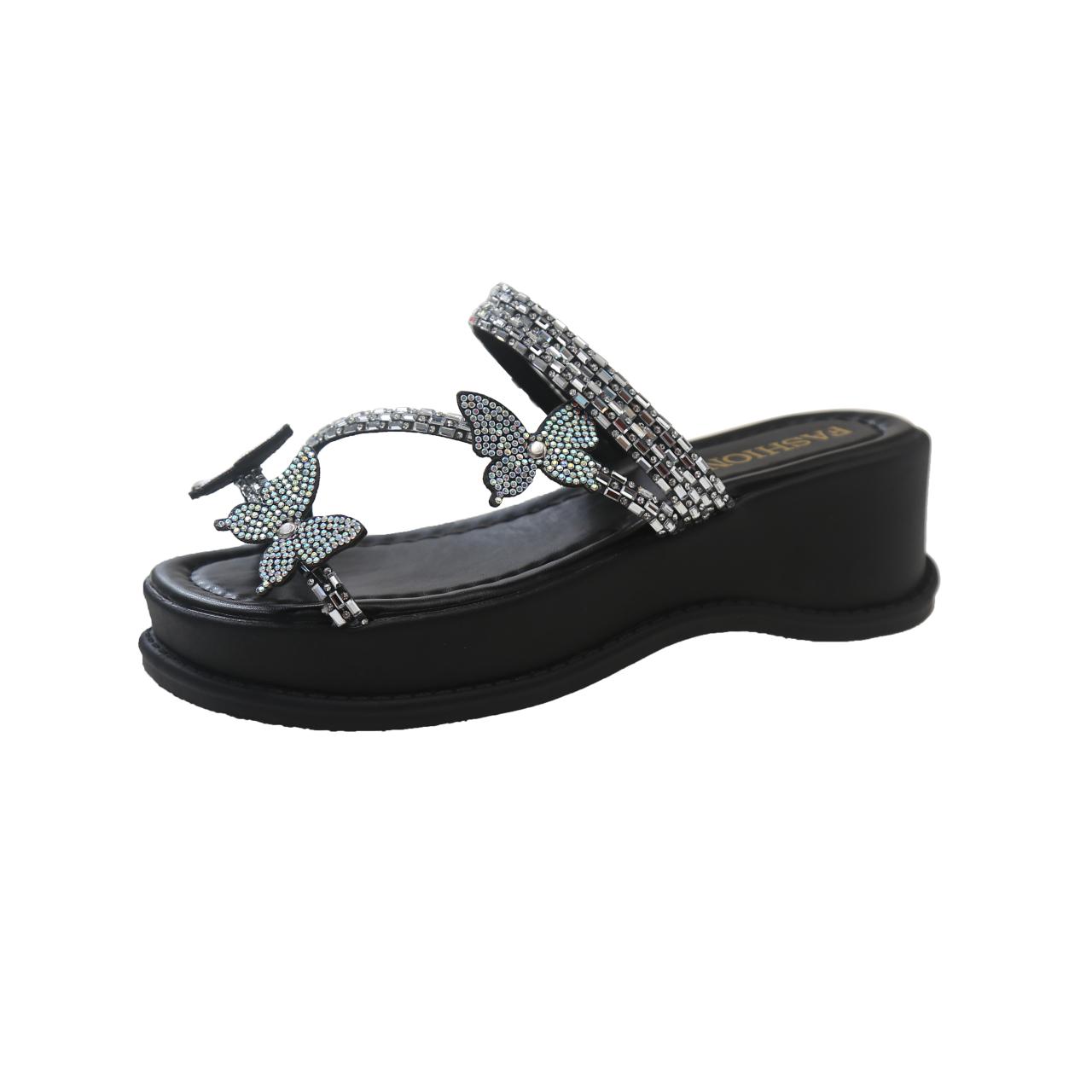 

Модные босоножки на толстой танкетке с открытым носком, женские новые летние модные босоножки с круглым носком и тонким ремешком 40 чёрный