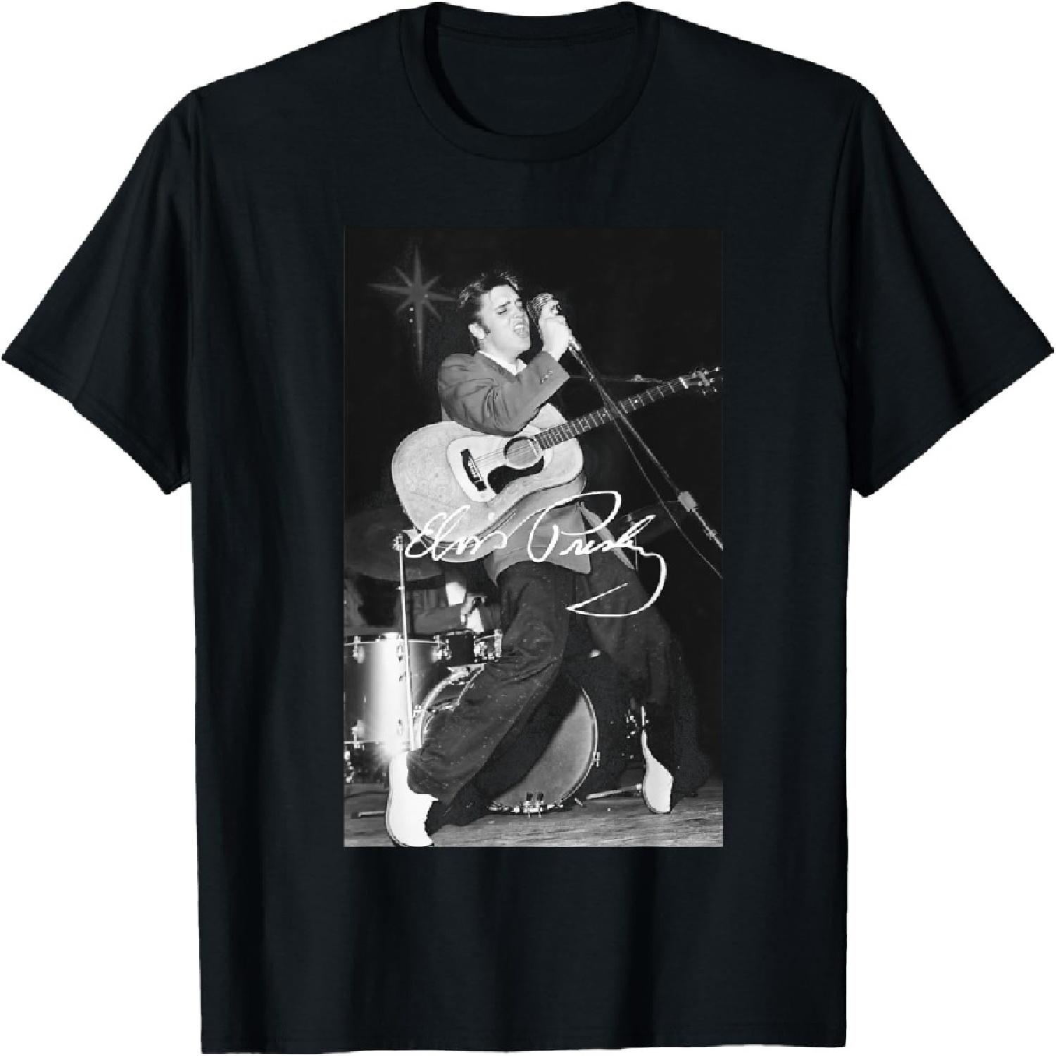 Elvis Presley B&W Guitar T-Shirt S
