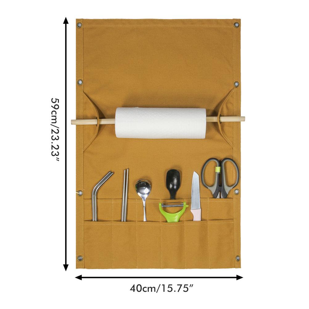 Venkovní kempingový úložný vak na nádobí Přenosný závěsný plátěný úložný vak na příbory a ubrousky Stan