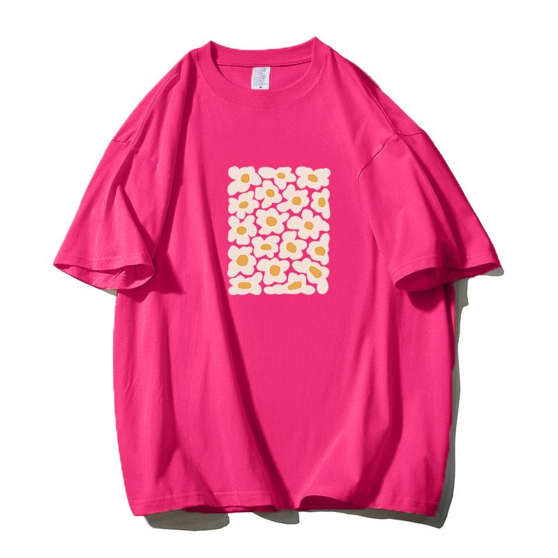 Shellsuning Oversized Art Printed T-shirts Women Summer Fashion Vintage 100% Cotton Soft Streetwear Couple Clothes Basic Tees Female Harajuku Tops