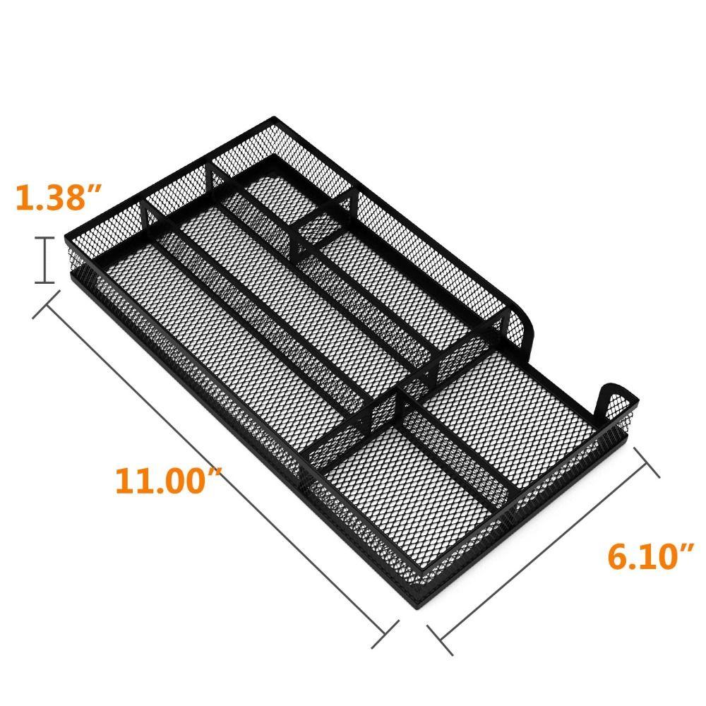 6 Compartments Desk Drawer Organizer Tray Mesh Pen Organizer Storage Box Stationery