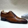 Men's Italian Style Luxury Genuine Leather Derby Shoes Pointed Toe Handmade Formal Oxford Lace-up Brogues