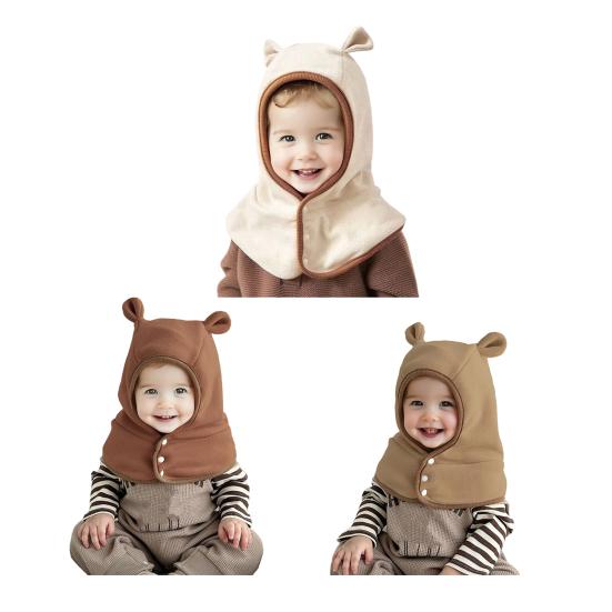 2 In 1 Toddler Winter Hat Balaclava Windproof Warm Fleece Baby Hooded Scarf with Ear for Toddlers Boys Girls