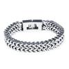 Men's White Modern Fashion Square Steel Bracelet - White Ring Chain Bracelet, Silver Bracelet, Leather Bracelet