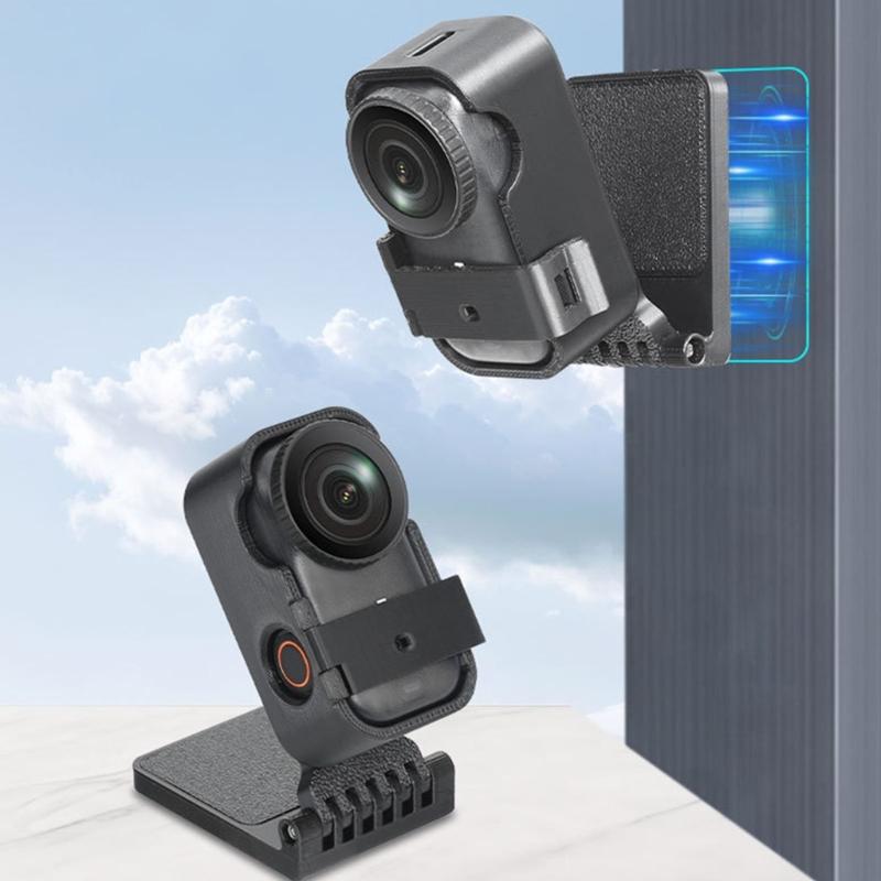 Magnetic Desktop Mount Stand for Dedicated Thumb Sized Panoramic Camera Adjustable Angle ABS Metal Base Black