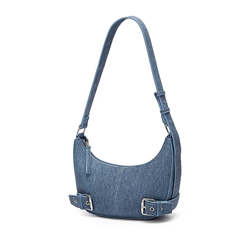 Niche design single shoulder dumpling bag fashionable croissant bag belt buckle crescent bag casual portable underarm bag