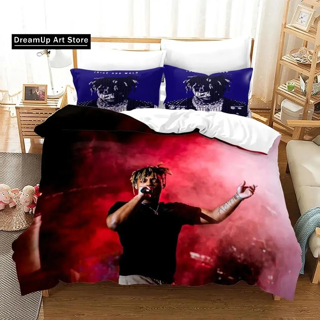 3D Print Fashion Juice Wrld Stars Bedding Set Boys Girls Twin Queen Full Size Duvet Cover Pillowcase Bed Adult Bedroom