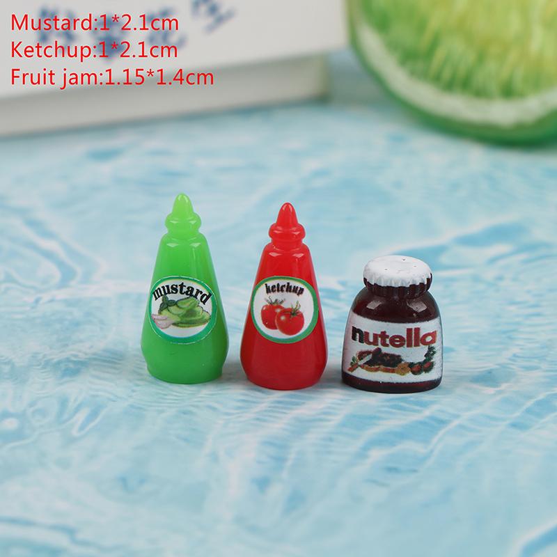 

3Pc Dollhouse Miniature Coffee Can Bread Spread Fruit Sauce Mustard Jam Food Model Kitchen Accessories For Doll House Decor Toys