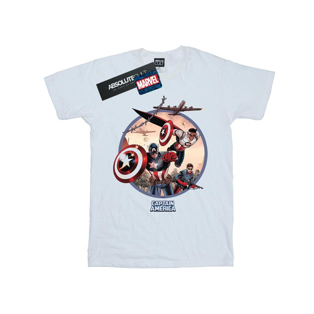 Marvel Mens Captain America And Falcon In Battle T-Shirt