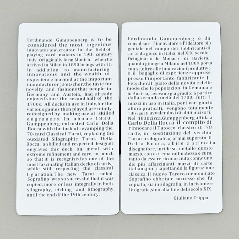 12*6cm Tarot Soprafino 1830 Vintage Italienisches Tarot Deck in Stabiler Box, Historische Reproduktion, 78 Karten Doppelt geprägt