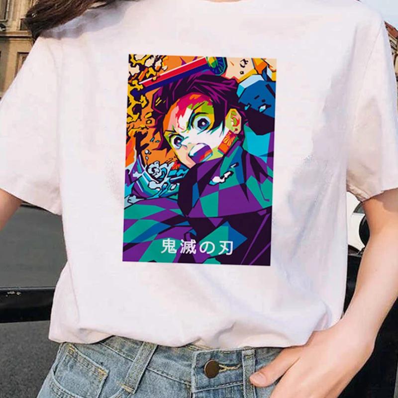 Short Sleeved Round Neck Y2k Tshirt Men Clothing New in Top Tees Mens T-Shirt Anime Pattern Japanese Demon Slayer Cartoon 70303