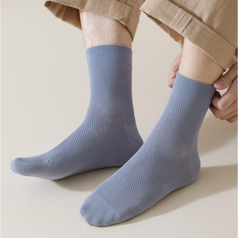 10/5/1 Pairs Men's Mid-tube Mesh Socks Ultra-thin Deodorant Sweat-absorbent Breathable Socks Business Casual Men's Long Socks Trendy