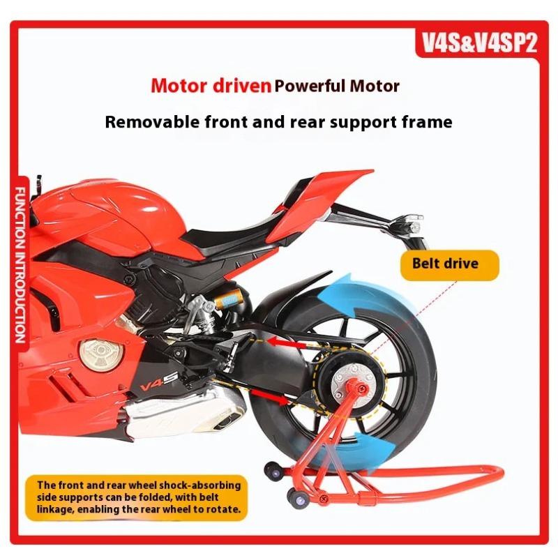 1/6 Ducati V4SP2 Rennmotorrad Legierung Druckgussmodell Dynamischer Kupplungsornament Spielzeug für Jungen Geburtstagsgeschenk für Freunde