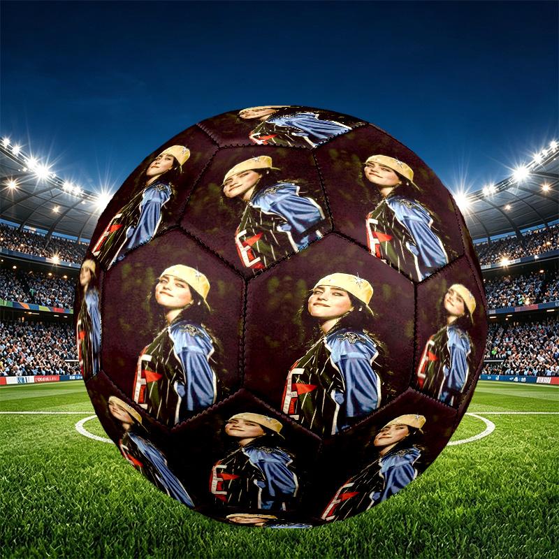 Billie Eilish Print Size 5 Soccer Ball, PU Wear Resistant Football for Match Training and Daily Practice, Birthday Gift for Soccer Fans