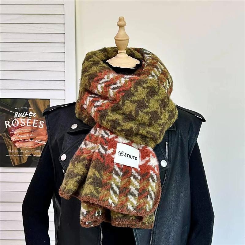 

200x48см Дуже Довгий Товстий Зимовий Шарф Двосторонній Шаль з Штучного Кашеміру з Бахромою Жіночий Шарф-Палантин в Гусячу Лапку 200*48cm