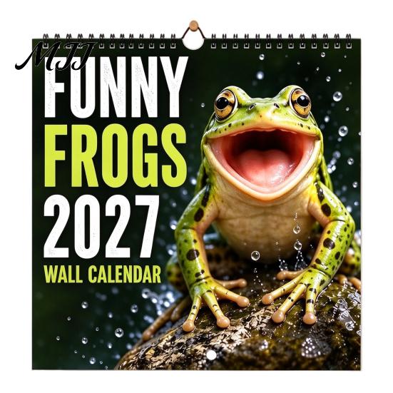 Planner for Students 2027 Funny Frog Wall Calendar, Cute Animal Illustration Monthly Birthday Reminder Tracker Home Office, Mark Important Dates,