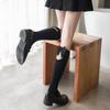 Japanische Samt-Wadenstrümpfe Mädchen Schleife Mittelhohe Damensocken Süße Lolita Kniestrümpfe Frühling und Sommer Schwarz und Weiß